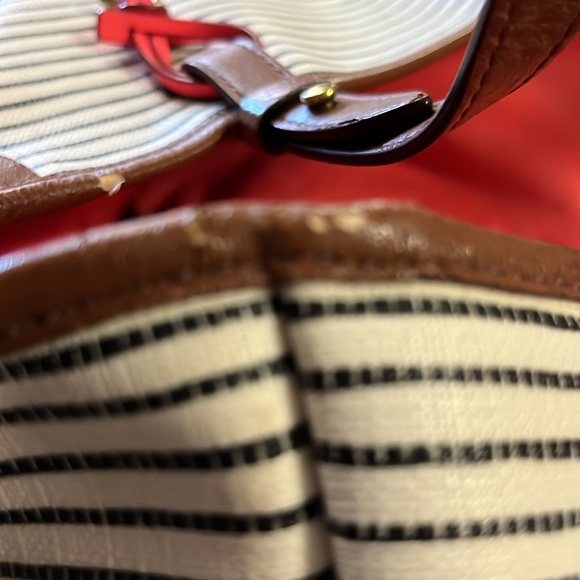 Fossil stripped cream and black Rachel tote bag with bright neon zipper wallet - Picture 11 of 13